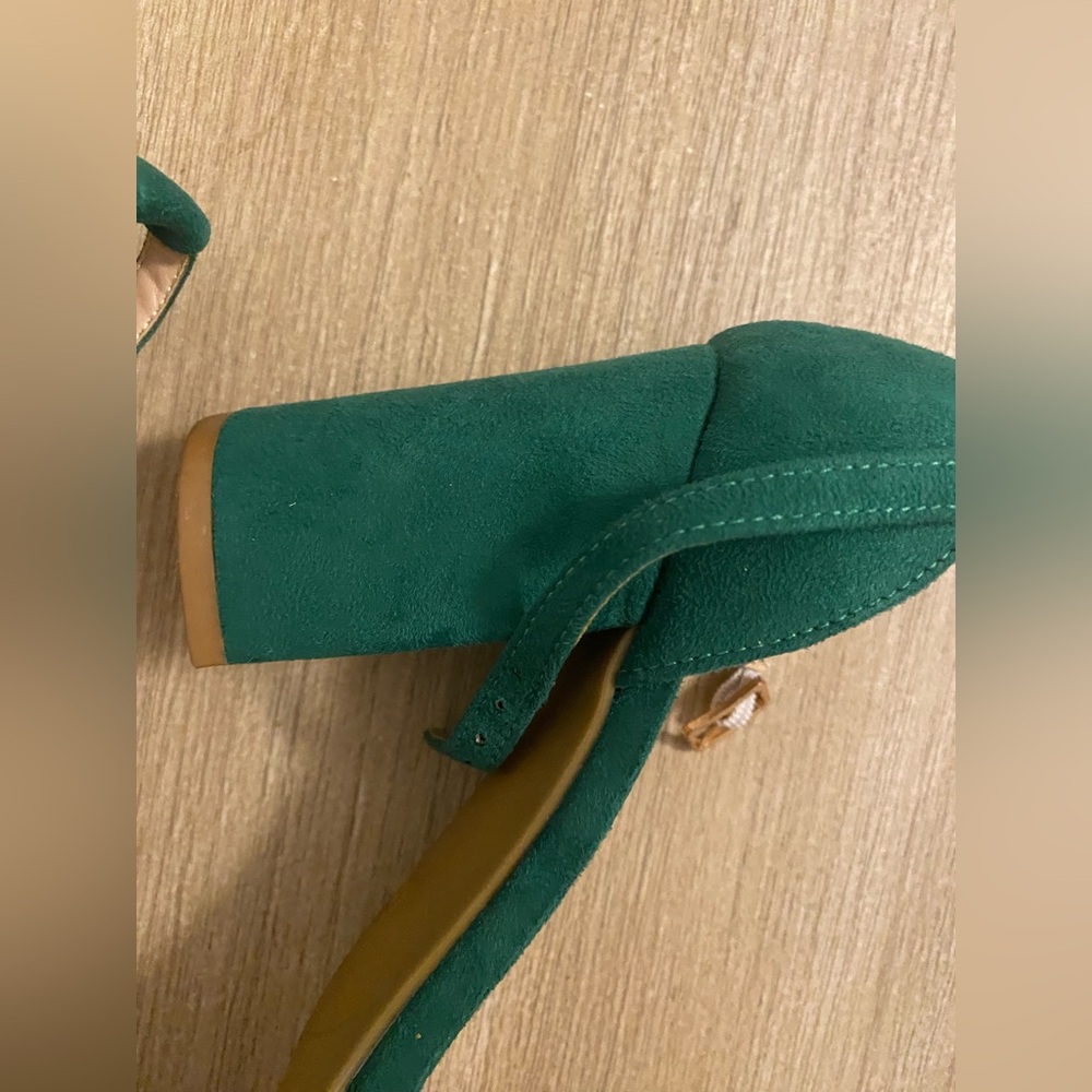 Women’s Green Block Heel Open-Toe Sandals W/ Ankle Strap Size 8 - Picture 11 of 13